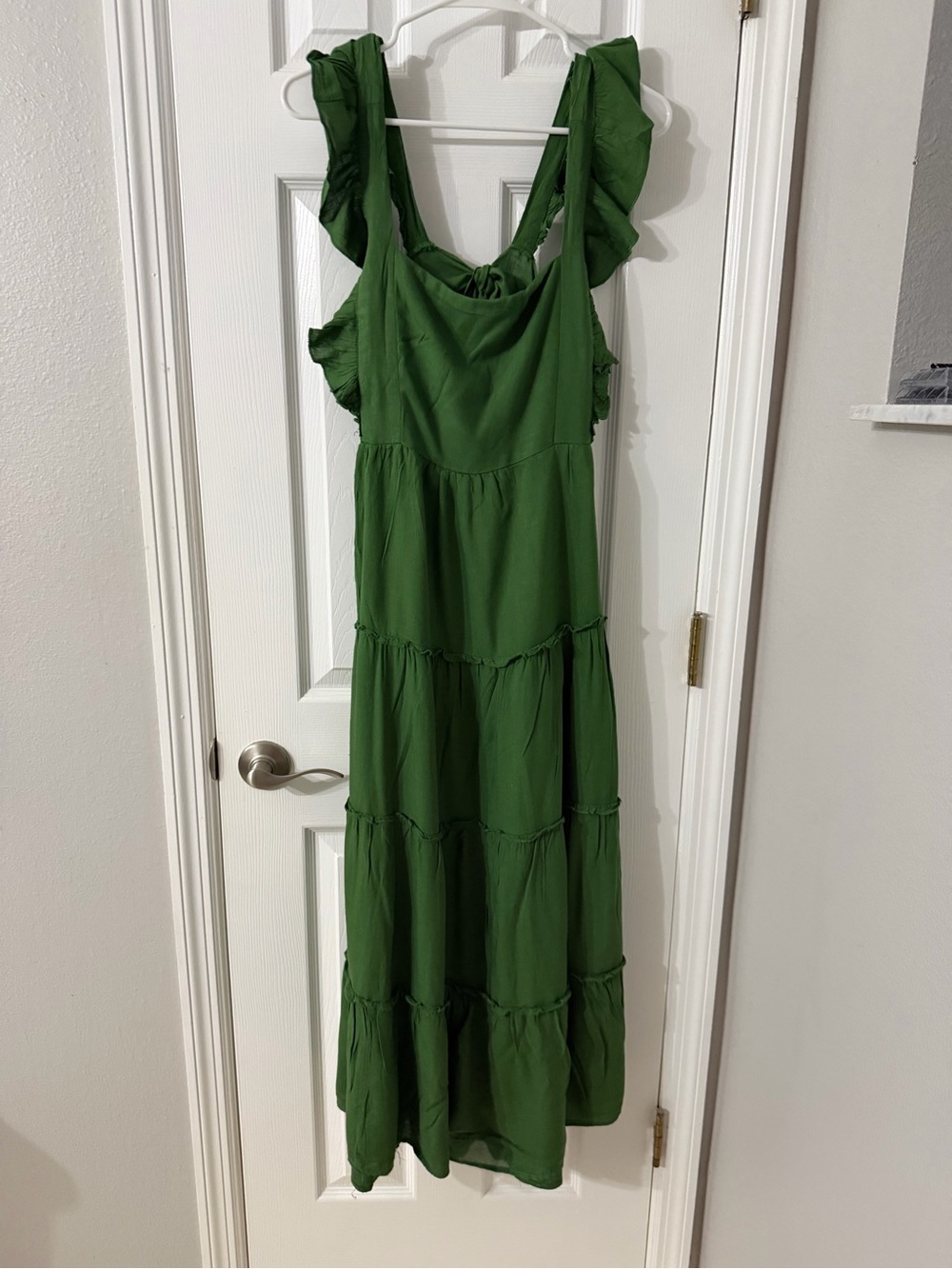 Green Tiered Ruffle Strap Maxi Dress